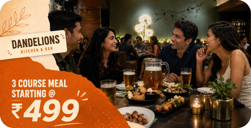 Dandelions Kitchen Bar Borivali West Mumbai: Beer Pitcher, Cocktails + Biryani, and Wine + Pizza — 3 Deals Under Rs.800